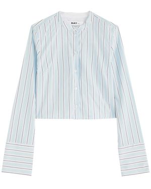 Day Birger et Mikkelsen Alexi Striped Cropped Cotton-Blend Shirt - Blue