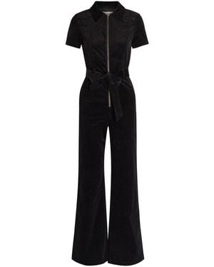 Alice + Olivia Gorgeous Corduroy Wide-Leg Jumpsuit - Black