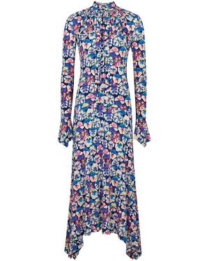 Rabanne Floral-Print Stretch-Jersey Midi Dress - Blue