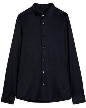 Emporio Armani Logo-Appliqué Jersey Shirt - Blue