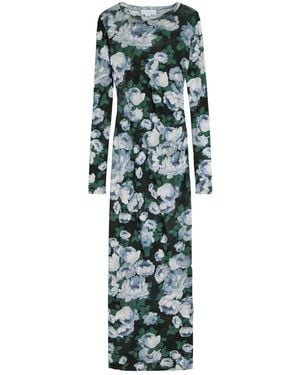Stella McCartney Floral Long-Sleeve Mesh Midi Dress - Multicolor
