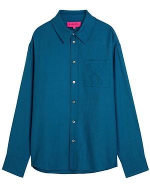 The Elder Statesman Pashmina Wool And Cashmere-Blend Shirt - Blue