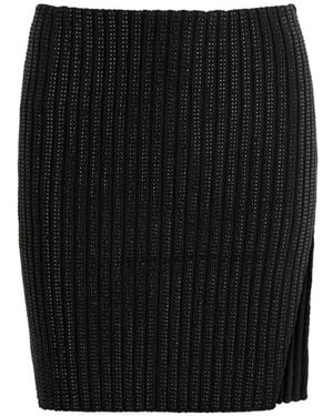 David Koma Crystal-Embellished Ribbed-Knit Mini Skirt - Black