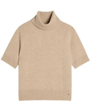 Anine Bing Jackson Roll-Neck Cashmere Top - Natural