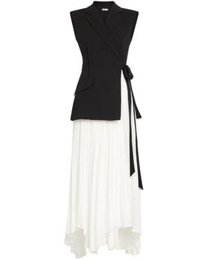 Jonathan Simkhai Helena Tailored Blazer Crepe Maxi Wrap Dress - Black