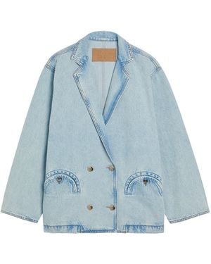 Blazé Milano Cory Double-Breasted Denim Jacket - Blue