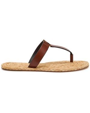 Saint Laurent Babylone Raffia And Leather Sandals - Brown
