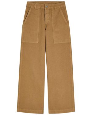 Moncler Wide-Leg Canvas Trousers - Natural