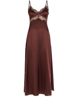 Reformation Ericka Lace-Trim Silk Midi Slip Dress - Purple