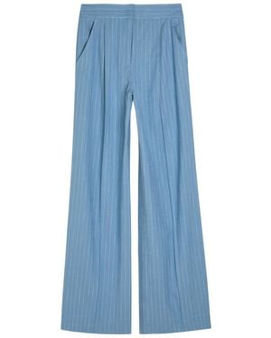 Veronica Beard Heyser Striped Wide-Leg Pants - Blue