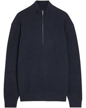 NN07 Danny Half-Zip Ribbed Knit Sweater - Blue