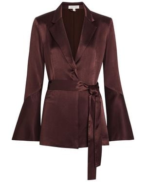 Shona Joy La Lune Flared Belted Satin Blazer - Brown