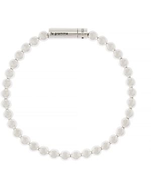 Le Gramme 25G Polished Sterling Beads Bracelet - White