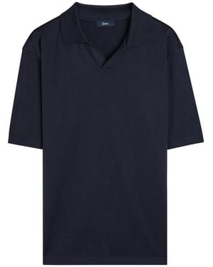 Herno Derby Knit Cotton Polo Top - Blue