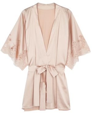 Fleur Of England Signature Silk-Blend Robe - Pink