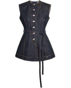 Sportmax Belted Denim Waistcoat Top - Blue