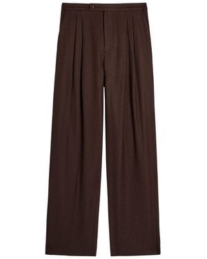 Vince Pleated Wide-Leg Woven Pants - Brown
