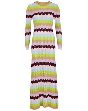 Olivia Rubin Mirabel Striped Pointelle-knit Maxi Dress - White