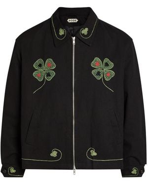 Bode Lucky Draw Embroidered Twill Jacket - Black