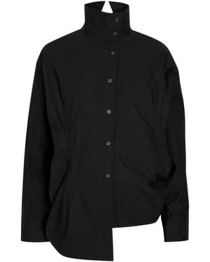 Issey Miyake Twisted Draped Cotton-Blend Shirt - Black