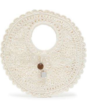 Jacquemus Le Petit Rond Spiaggia Raffia Basket Bag - White