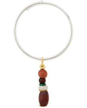 Timeless Pearly Bead Pendant Sterling Hoop Necklace - White