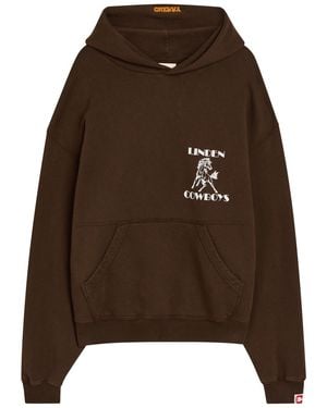 CHERRY LA Cowboys Printed Hooded Cotton Sweatshirt - Brown