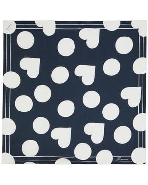 Jacquemus Le Foulard Coeur Polka Dot Silk Scarf - Blue