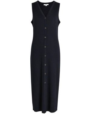 Vince Ribbed Stretch-Knit Midi Dress - Blue