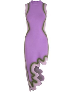 Ph5 Brooklyn Wavy Asymmetric Stretch-Knit Mini Dress - Purple