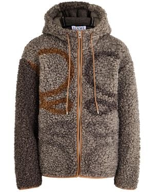 Loewe Hooded Two-Zip-Pockets Relaxed-Fit Woven-Blend Jacket - Brown