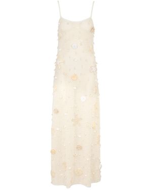 Leslie Amon Treasure Embellished Crochet Maxi Dress - White