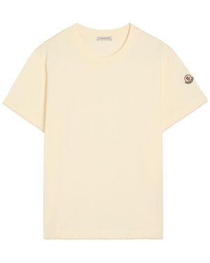 Moncler Logo-Appliquéd Scalloped Cotton T-Shirt - Natural