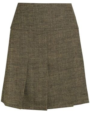 Our Legacy Girdle Pleated Linen And Silk-Blend Mini Skirt - Green