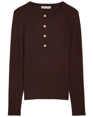 Blazé Milano Rolande Ribbed Cashmere And Silk-Blend Top - Brown