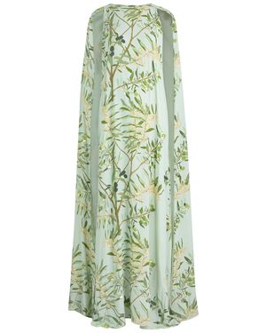 BERNADETTE Minnie Embroidered Draped Chiffon Gown - Green