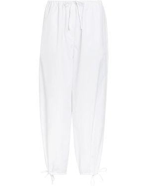 TOTEME Drawstring Barrel-Leg Cotton Pants - White