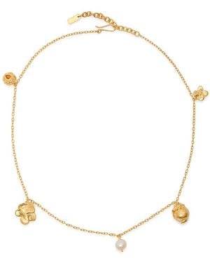 Completedworks Floral Charm-Embellished 18Kt-Plated Necklace - White