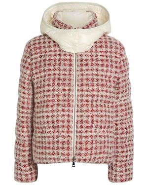 Moncler Andronne Plaid Padded Metallic-Tweed Jacket - Red