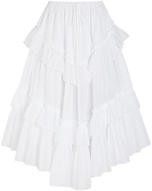 Chloé Ruffled Cotton Midi Skirt - White