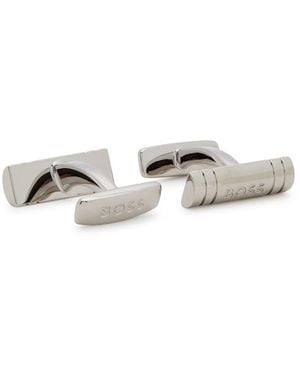 BOSS Logo-Engraved Cufflinks And Tie Clip Set - White