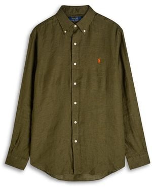 Polo Ralph Lauren Logo-Embroidered Linen Shirt - Green