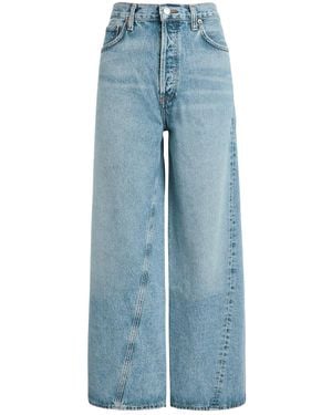 Agolde Low Slung Baggy Distressed Wide-Leg Jeans - Blue
