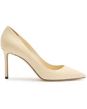 Jimmy Choo Romy 85 Python-Effect Leather Court Shoes - Natural
