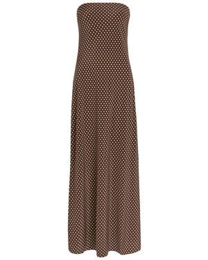 Matteau Polka Dot Silk Midi Dress - Brown