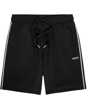 BOSS Iconic Logo-Embroidered Cotton Shorts - Black