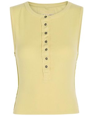 Free People Jamie Ribbed Stretch-Cotton Tank Top - Yellow