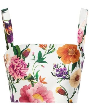 Borgo De Nor Didi Floral-Print Cropped Taffeta Top - Pink