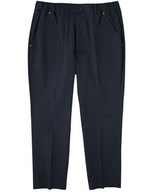 Moncler Logo Cotton-Stretch Trousers - Blue