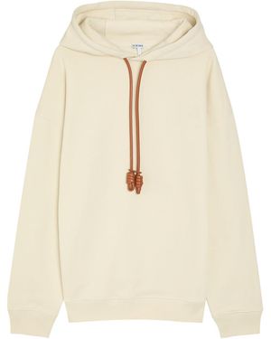 Loewe Anagram-Embroidered Hooded Cotton Sweatshirt - Natural